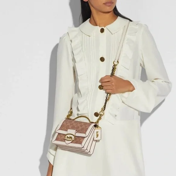 S⭕️LD‼️New Coach 1941 Riley Top Handle 18 In Signature Canvas - Picture 12 of 12